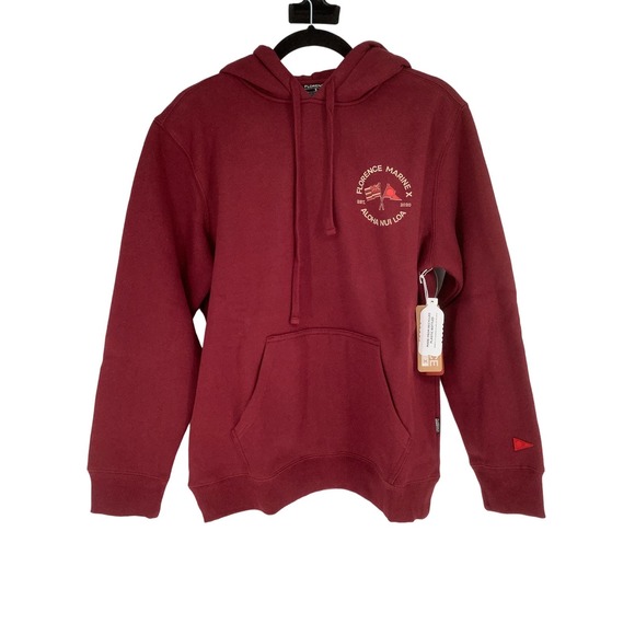NEW! Florence Marine X Size Small Nui Loa Hoodie Maroon Red Hoodie $85 Organic - Picture 3 of 11
